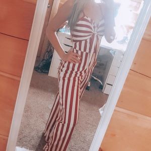 Red & White Striped Jumpsuit - NEVER WORN